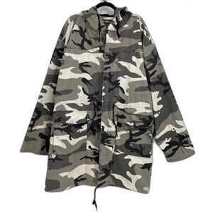 PJ MARK Mens Size 3XL Gray Camouflage Hooded Field Jacket Military Style Outdoor